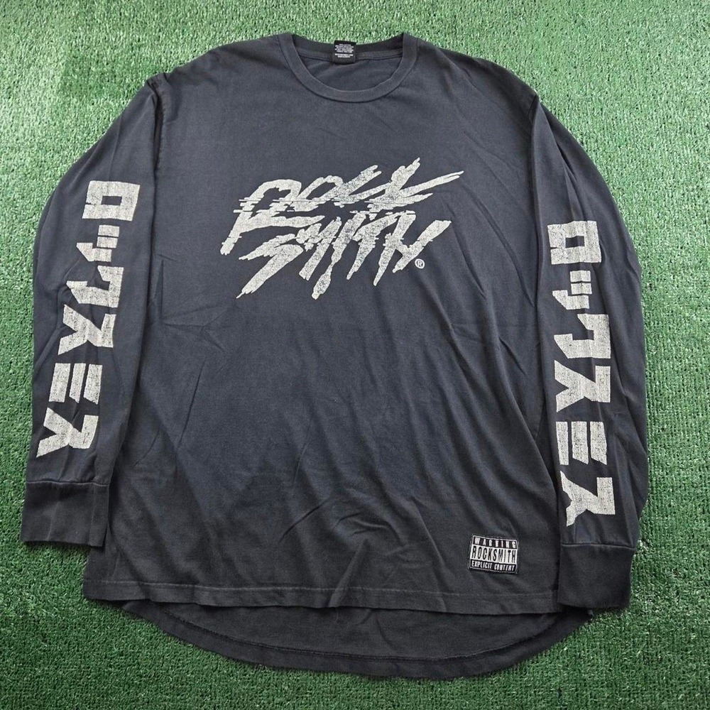Rocksmith Mens Graphic Long Sleeve T-Shirt Black Japanese Katakana Logo XL